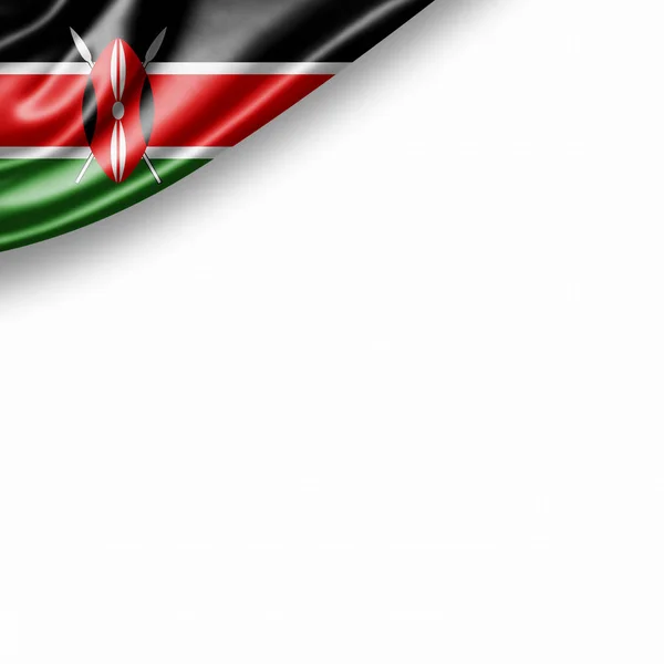 Bandera Kenia Con Espacio Copia Para Texto Sobre Fondo Blanco —  Fotos de Stock