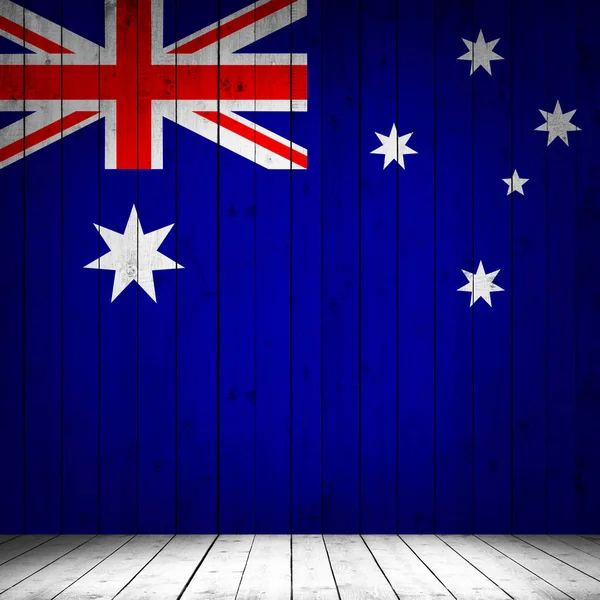 澳大利亚旗子在木背景 — 图库照片