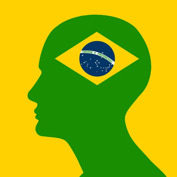 인간의 머리와 브라질 플래그 텍스트 이미지에 — 스톡 사진