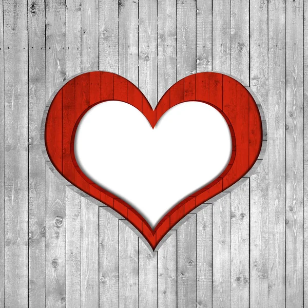 Heart Red Frame Wood Background — Stock Photo, Image
