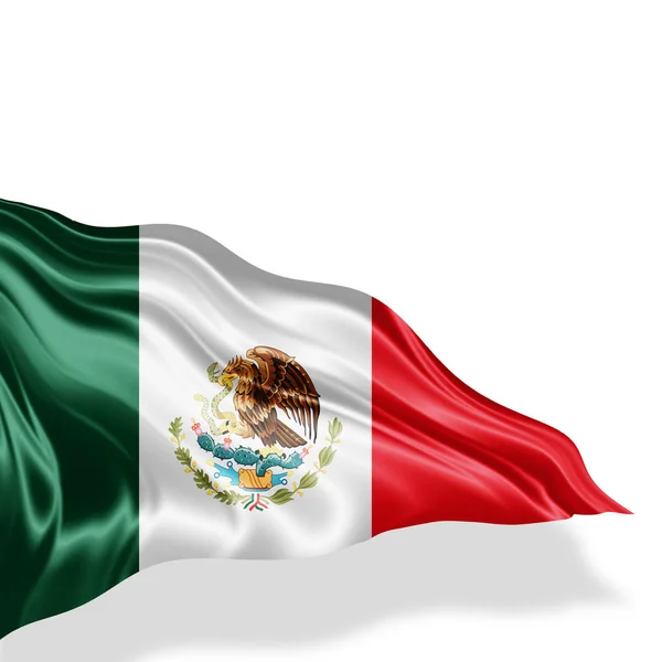 Flaga Meksyku Kopia Miejsce Tekst Białym Tle Ilustracja — Zdjęcie stockowe