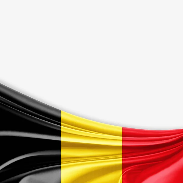 Bandera Bélgica Con Espacio Copia Para Texto Sobre Fondo Blanco —  Fotos de Stock