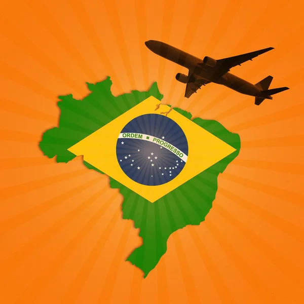 Avião Brasil Bandeira Mapa Contexto — Fotografia de Stock