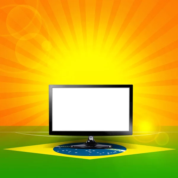 Brazil Flag Screen Sun Background — Stock Photo, Image