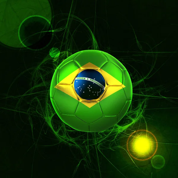 Bola Futebol Com Bandeira Brasil Com Espaço Cópia Para Seu — Fotografia de Stock