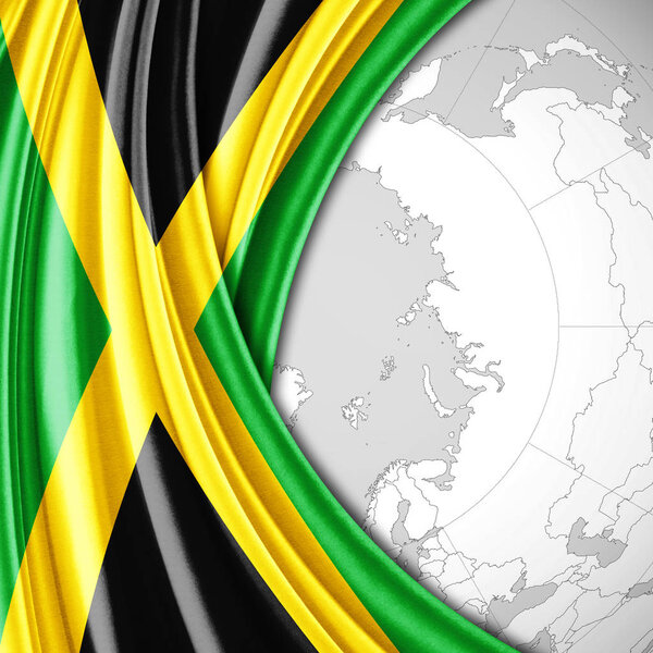 Flag of Jamaica   with copy space for your text  - 3D illustration    