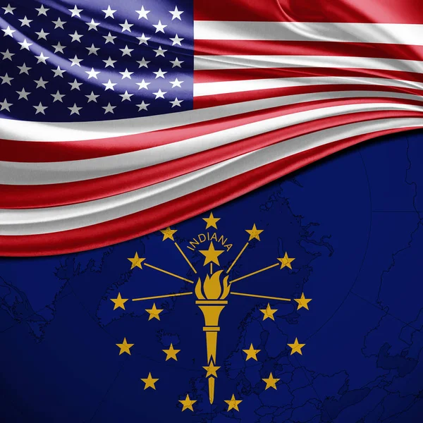 Flaga Usa Indiana Flaga Stanu Tło — Zdjęcie stockowe