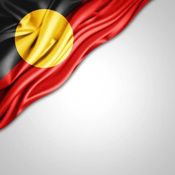 Bandera Australia Aborigen Con Espacio Copia Para Texto Sobre Fondo — Foto de Stock