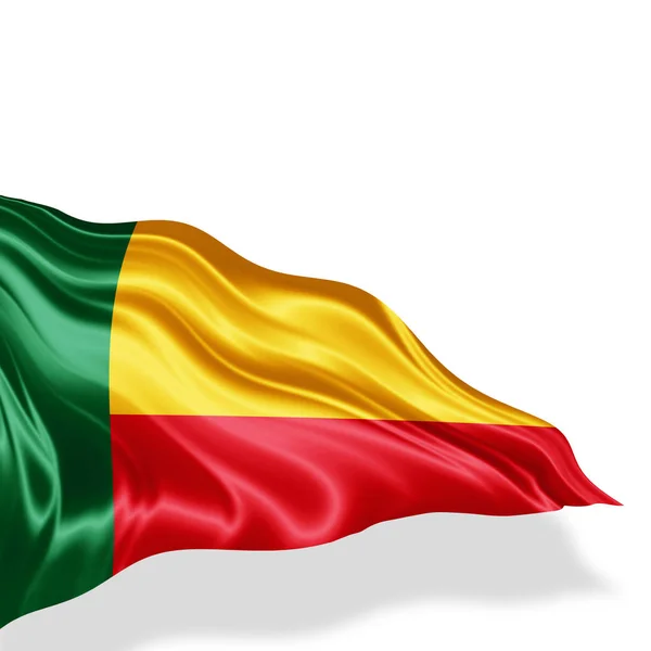 Másol Szöveg Fehér Háttér Ábrán Helyet Benin Zászlaja — Stock Fotó