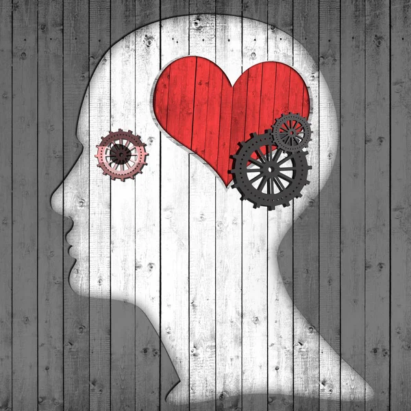 Human Head Heart Sign Gears Abstract Background Illustration — Stock fotografie