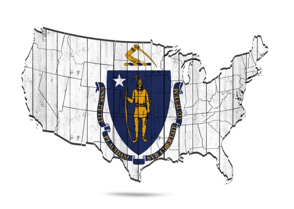 Massachusetts Flagga Med Kopia Utrymme För Din Text Eller Bilder — Stockfoto