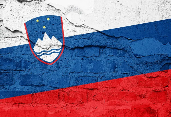 Slovenia  flag painted on old wall texture - 3D illustration