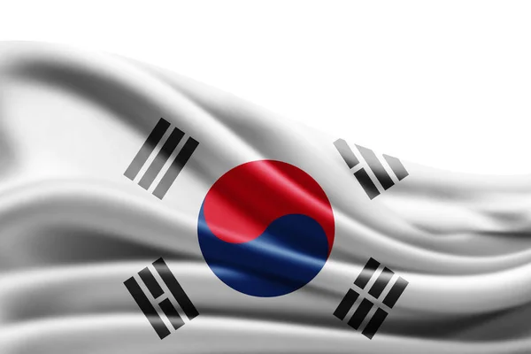 Flagge Südkoreas Mit Kopierplatz Für Ihren Text Auf Weißem Hintergrund — Stockfoto