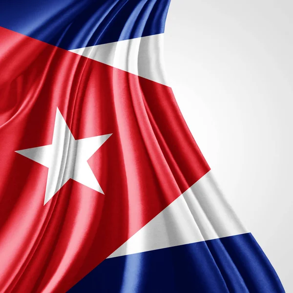 Bandiera Cuba Con Spazio Copia Del Testo Sfondo Bianco Illustrazione — Foto Stock