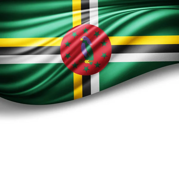 Flaga Dominiki Kopia Miejsce Tekst Białym Tle Ilustracja — Zdjęcie stockowe