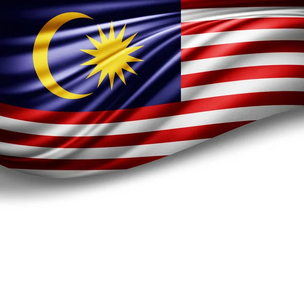 Flaggan Malaysia Med Kopia Utrymme För Din Text Vit Bakgrund — Stockfoto
