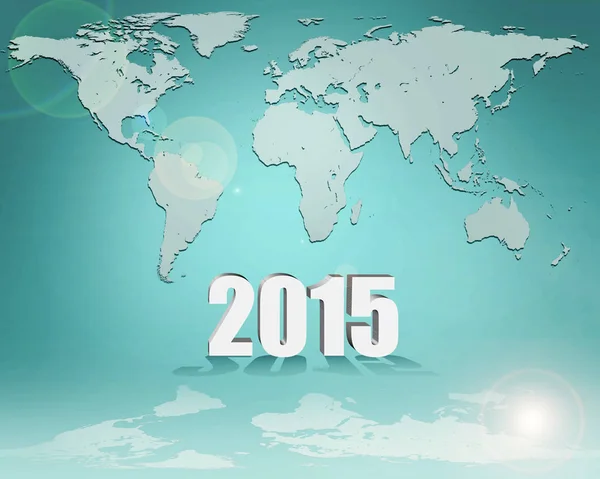 Boldog Évet 2015 Világtérkép — Stock Fotó
