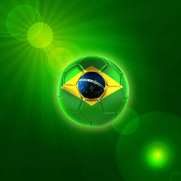 Fußball Mit Brasilianischer Fahne Mit Kopierplatz Für Text Oder Bilder — Stockfoto