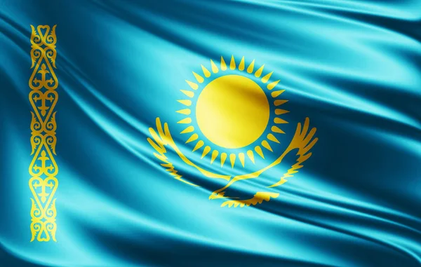 Σημαία Του Καζακστάν Αντίγραφο Χώρο Για Κείμενο Απεικόνιση — Φωτογραφία Αρχείου
