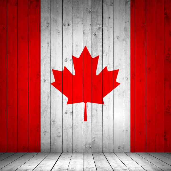 Bandera Canadá Sobre Fondo Madera Ilustración —  Fotos de Stock