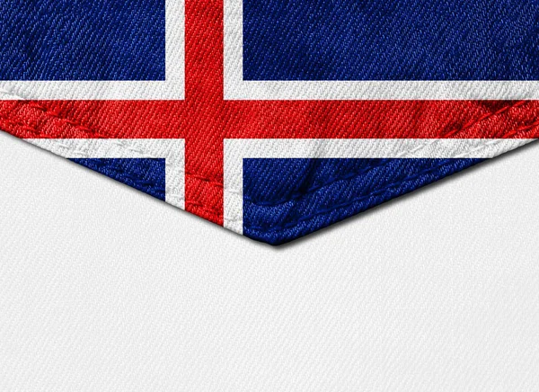Исландский Флаг Ткани Местом Копирования Текста Изображений Белым Фоном — стоковое фото