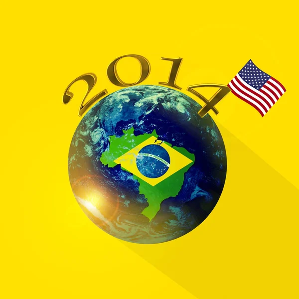 Mapa Brazylii Flaga Usa Mapa Miejscem Kopiowania Tekstu Lub Obrazów — Zdjęcie stockowe
