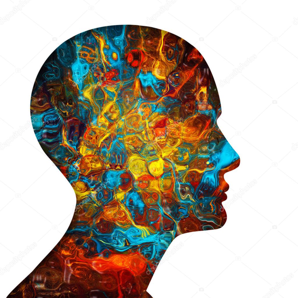  human head, abstract background - 3D illustration