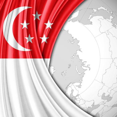 Singapur bayrağı ile kopya alanı metin - 3d çizim için    
