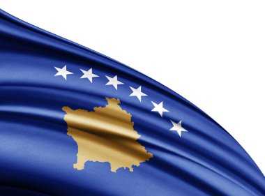 Kosova bayrağı ile kopya alanı metin - 3d çizim için    