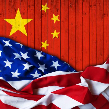 Çin bayrağı ve Abd bayrağı arka plan