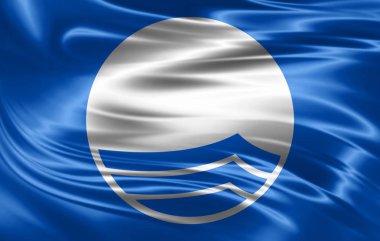 Mavi bayrak ipek - 3d şekil