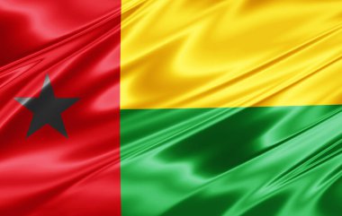 Gine Bissau bayrağı ile kopya alanı metin - 3d çizim için    