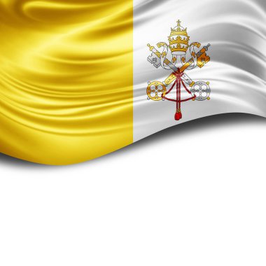 Vatikan bayrağı kopya alanı için metin veya resim ve beyaz arka plan - 3d çizim ile