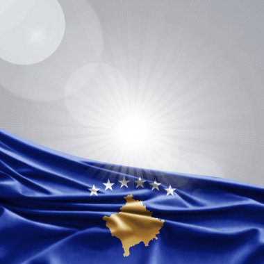 Kosova bayrağı ile kopya alanı metin - 3d çizim için    