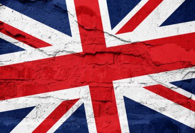 Eski duvar doku - 3d çizim üzerinde boyalı İngiltere bayrağı