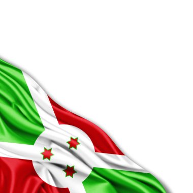 Burundi bayrağı kopya alanı metni üzerinde beyaz arka plan - 3d çizim ile    