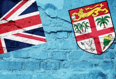 Fiji bayrağı eski duvar doku - 3d çizim üzerinde boyalı