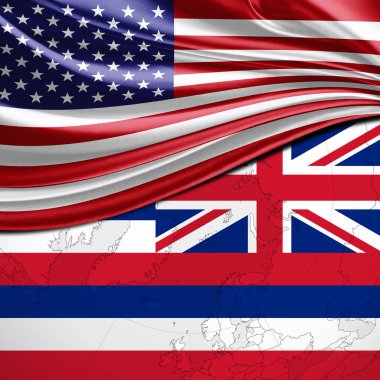 ABD bayrağı ve Hawaii Devlet Bayrağı arka plan