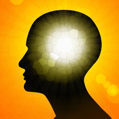 Dini. Güneş ile insan kafası. İllüstrasyon
