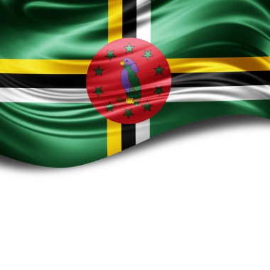 Dominika bayrağı kopya alanı metni üzerinde beyaz arka plan - 3d çizim ile    