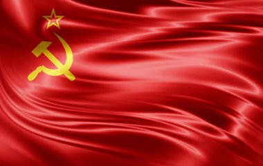 Sovyetler Birliği bayrağı ile kopya alanı metin - 3d çizim için    