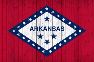 Ahşap arka plan - 3d çizim Arkansas bayrağı