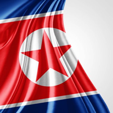 Kuzey Kore bayrağı kopya alanı metni üzerinde beyaz arka plan - 3d çizim ile   