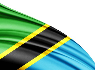 Tanzanya'nın bayrakla kopya alanı üzerinde beyaz arka plan - 3d çizim metni   