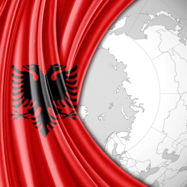 Kopya alanı için metin - 3d çizim ile Arnavutluk bayrağı    