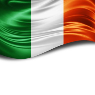 İrlanda bayrağı kopya alanı metni üzerinde beyaz arka plan - 3d çizim ile    