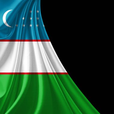 Özbekistan bayrağı ile kopya alanı metin - 3d çizim için    