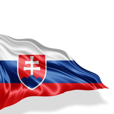 Kopya alanı metni üzerinde beyaz arka plan - 3d çizim ile Slovakya bayrağı    