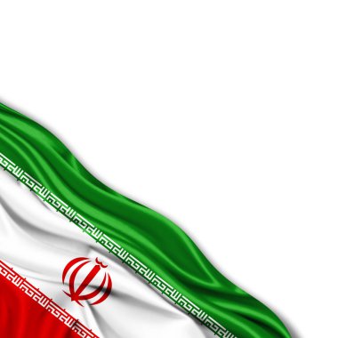 Beyaz arka plan - 3d çizim, metin kopyalama yeri olan İran bayrağı   