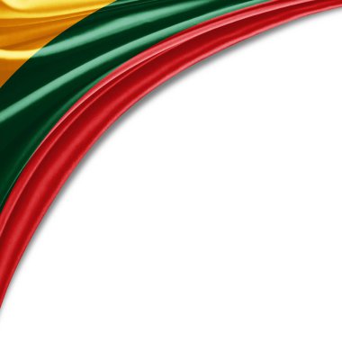 Beyaz arka plan üzerinde metin için kopya alanı ile Litvanya Bayrağı - 3d illüstrasyon   